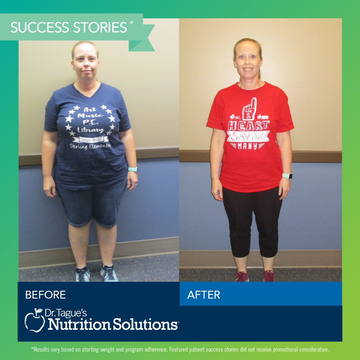 Dr. Tague's Center for Nutrition Success Stories - Amy lost 67lbs in 6 months