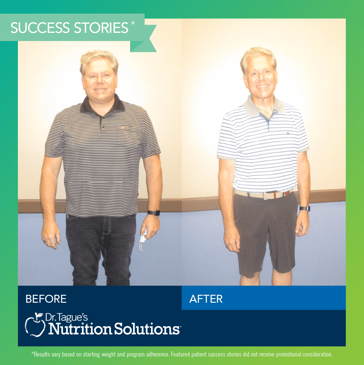 Herman lost 68 pounds on Dr. Tague's treatment plan!