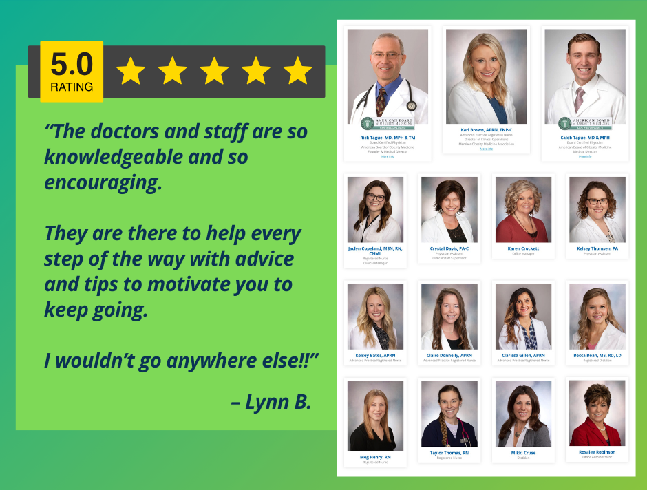 5-star review of Topeka medical weight loss experts praising knowledgeable, supportive doctors and staff at Center for Nutrition